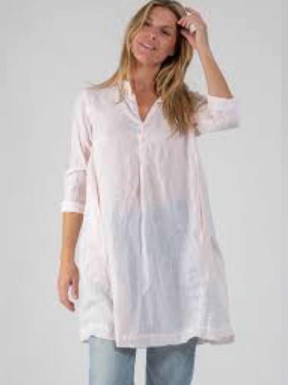 CP Shades Jasmine Pale Pink Linen Tunic Sz Small